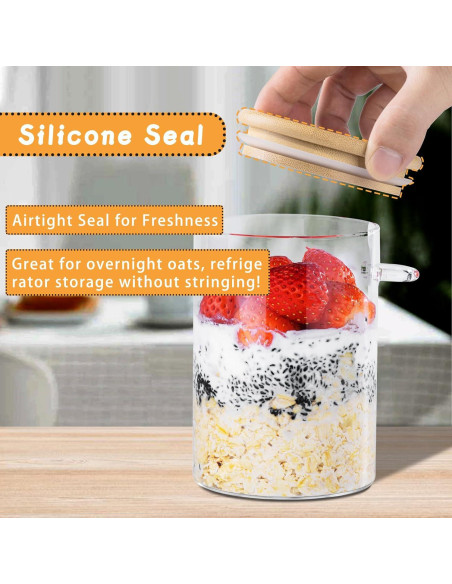 Contenedores de Avena Nocturna MHDCLY 4 Pack 473ml Vidrio