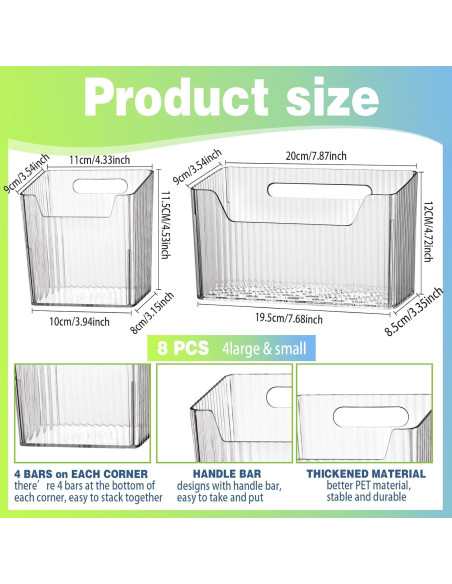 8 Organizadores de Almacenamiento SiliFine 10 cm Transparentes