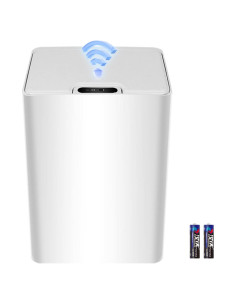 Cubo de Basura Inteligente 15L Tapa Automática Sensor Blanca