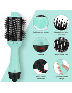 Cepillo Secador Voluminizador Aima Beauty 4 en 1 Verde Claro 2