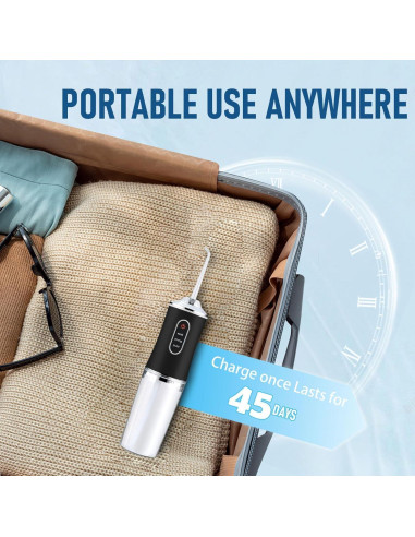 Irrigador Dental Inalámbrico LSLCQW Negro 3 Modos 4 Boquillas IPX7