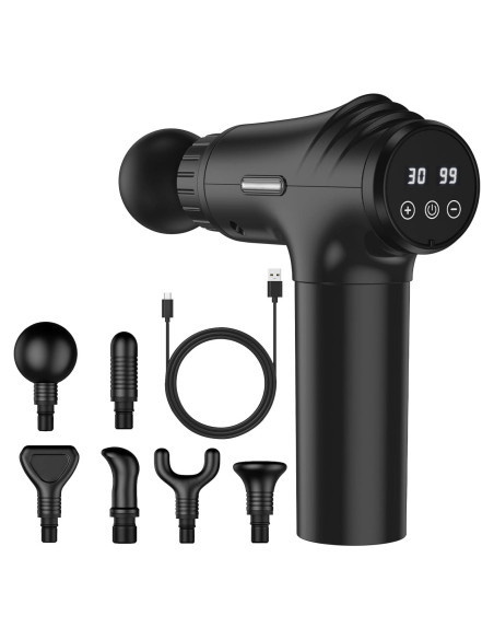 Pistola de Masaje CAMEFER, Tejido Profundo, 30 Velocidades, 6 Cabezas