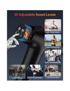 Pistola de Masaje CAMEFER, Tejido Profundo, 30 Velocidades, 6 Cabezas 2