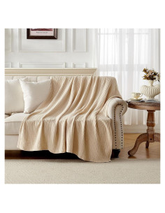 Manta de Muselina Joydeco 100% Algodón Individual Beige 190x140cm