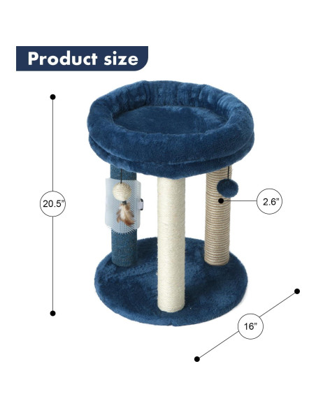 Árbol Rascador para Gatos MECOOL MC22TPT3 Azul 4 en 1
