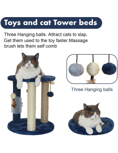 Árbol Rascador para Gatos MECOOL MC22TPT3 Azul 4 en 1