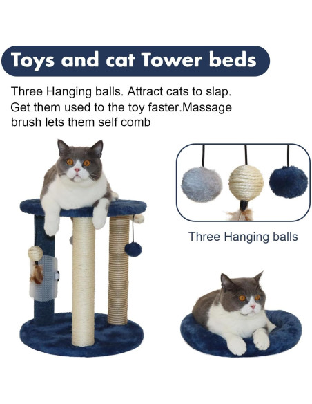 Árbol Rascador para Gatos MECOOL MC22TPT3 Azul 4 en 1