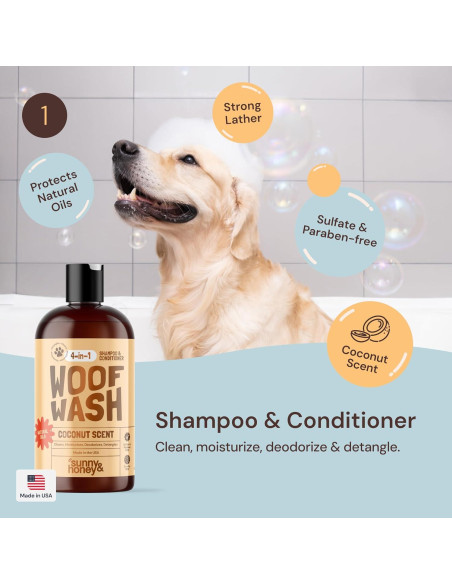 Kit de Baño para Perros Sunny & Honey - Champú Coco 473ml y Perfume Brisa 236ml