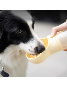Botella de Agua Portátil para Mascotas Rayvelous 400ml Amarillo 2