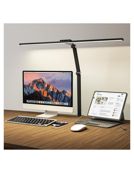 Lámpara de Escritorio LED HUMIIEYE 24W con Carga USB y 35 Modos