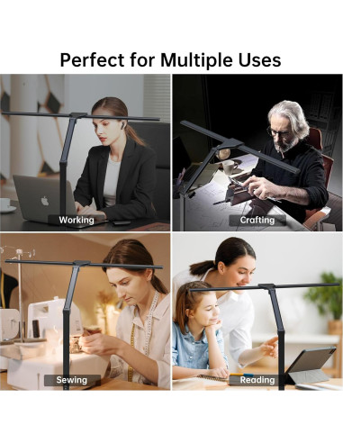 Lámpara de Escritorio LED HUMIIEYE 24W con Carga USB y 35 Modos