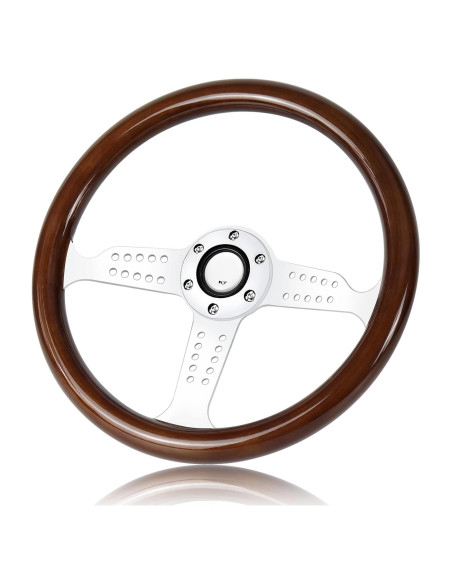Volante de Madera QYMOPAY 36 cm 6 Agujeros para Rally