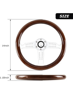 Volante de Madera QYMOPAY 36 cm 6 Agujeros para Rally 2
