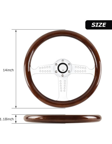 Volante de Madera QYMOPAY 36 cm 6 Agujeros para Rally