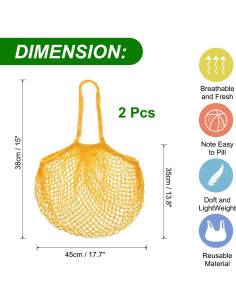 Bolsas de Almacenamiento de Malla Reutilizables uxcell - Amarillo 2