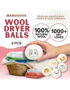 Bolas de Secadora de Lana Mangoasis XL - Suavizante Natural 6 Unidades 2