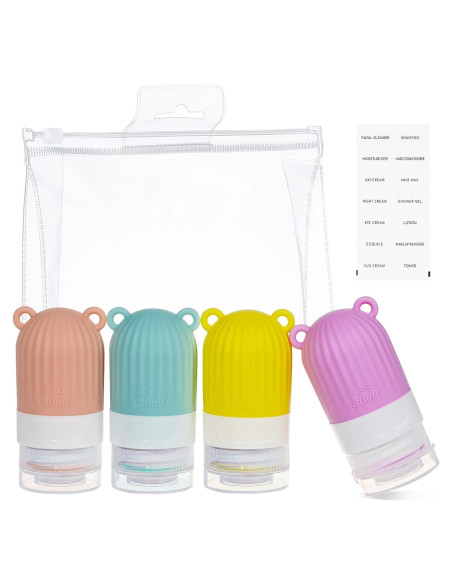 Botellas de Silicona RONRONS 4 Pack 30ml a Prueba de Fugas