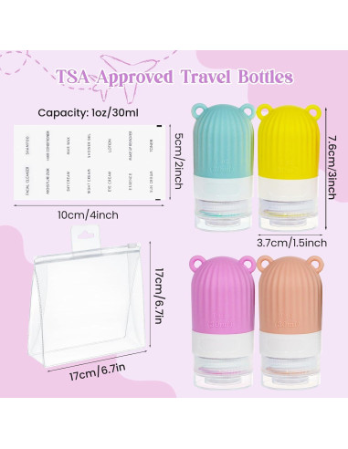 Botellas de Silicona RONRONS 4 Pack 30ml a Prueba de Fugas