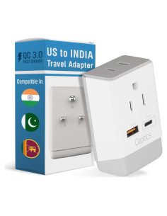 Adaptador de Enchufe Ceptics Tipo D para India y Pakistán 18W