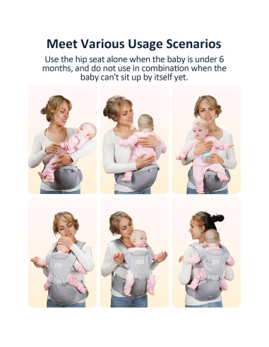 Portabebés 6 en 1 Mumgaroo Gris, Ajustable, Ergonómico
