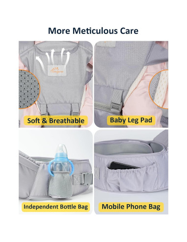 Portabebés 6 en 1 Mumgaroo Gris, Ajustable, Ergonómico
