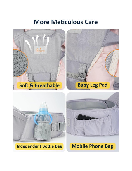 Portabebés 6 en 1 Mumgaroo Gris, Ajustable, Ergonómico