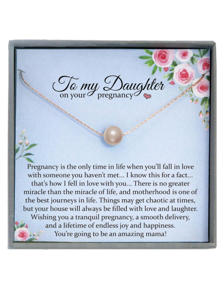 Collar de Perla de Oro Rosa 14K Be Wished - Regalo Embarazo