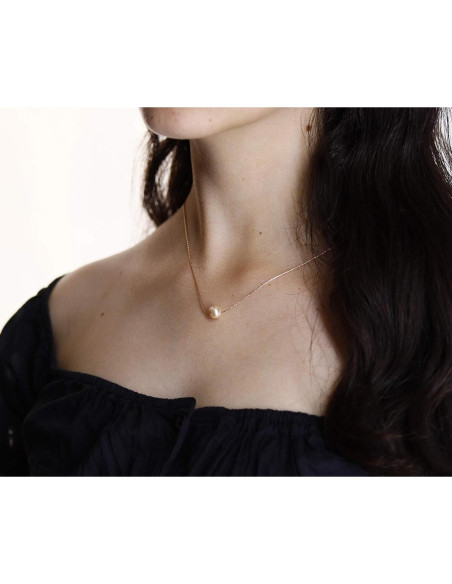 Collar de Perla de Oro Rosa 14K Be Wished - Regalo Embarazo