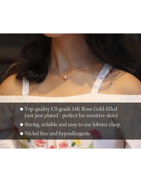 Collar de Perla de Oro Rosa 14K Be Wished - Regalo Embarazo