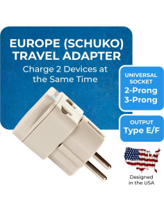 Adaptador de Enchufe Universal OREI Tipo E/F - 2 Entradas 2