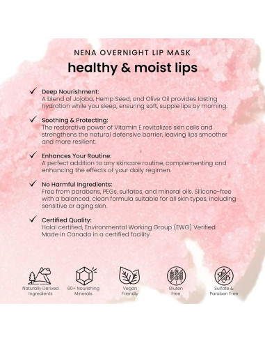 Mascarilla Labial Nocturna NENA 15g - Hidratación Intensa