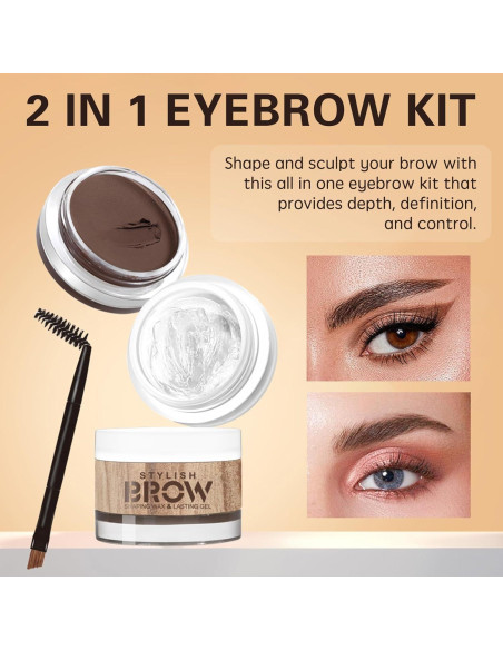 Kit de Maquillaje para Cejas UCANBE - Pomada y Gel Transparente