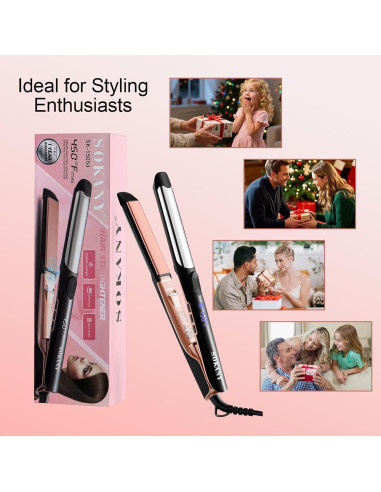 Plancha de Pelo SOKANY 1 Pulgada Iónica 2 en 1 Cerámica