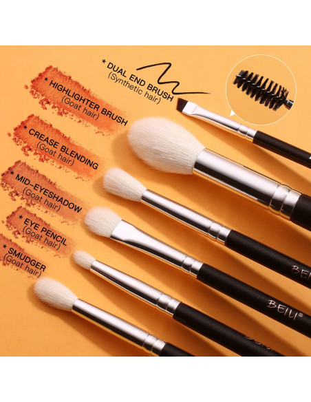 Juego de Pinceles de Maquillaje para Ojos BEILI 6pcs Profesional Juego de Pinceles de Maquillaje para Ojos BEILI 6pcs Profesional