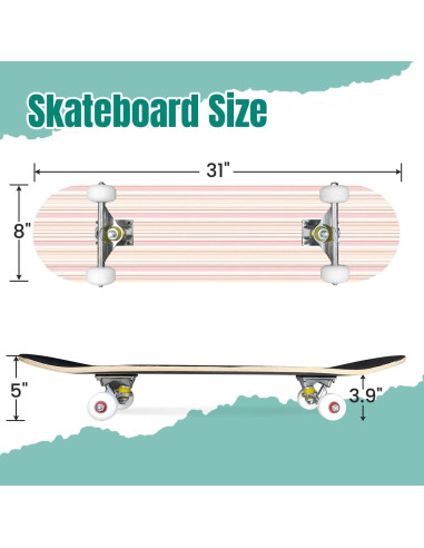 Patineta Completa UHMLTCRBOD 31" x 8" Madera de Arce 7 Capas