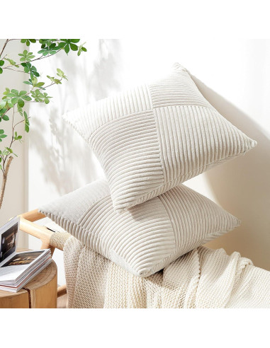 Fundas de Almohada Euro 66x66 cm Topfinel Juego de 2 Crema