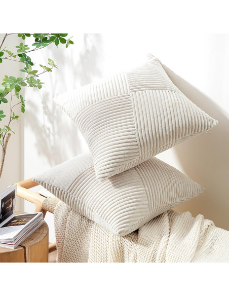 Fundas de Almohada Euro 66x66 cm Topfinel Juego de 2 Crema