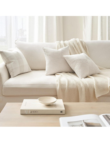 Fundas de Almohada Euro 66x66 cm Topfinel Juego de 2 Crema