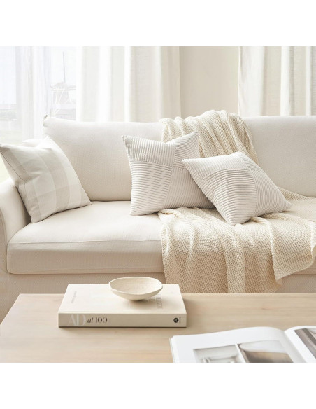 Fundas de Almohada Euro 66x66 cm Topfinel Juego de 2 Crema