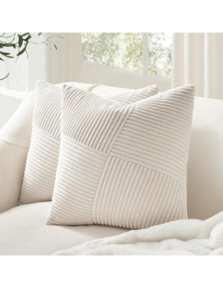 Fundas de Almohada Euro 66x66 cm Topfinel Juego de 2 Crema