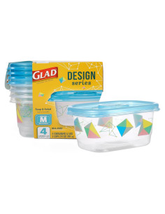 Contenedores de Almacenamiento GladWare 24 oz Rectangular 4 Pzas