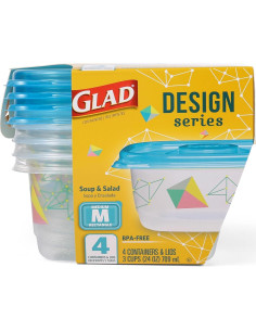 Contenedores de Almacenamiento GladWare 24 oz Rectangular 4 Pzas 2