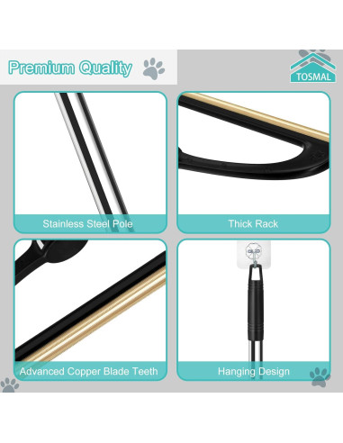 Rastrillo para Alfombra TOSMAL Ajustable 63.5-142 cm Pelo Mascotas