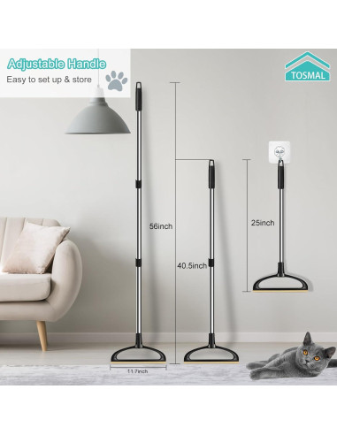 Rastrillo para Alfombra TOSMAL Ajustable 63.5-142 cm Pelo Mascotas