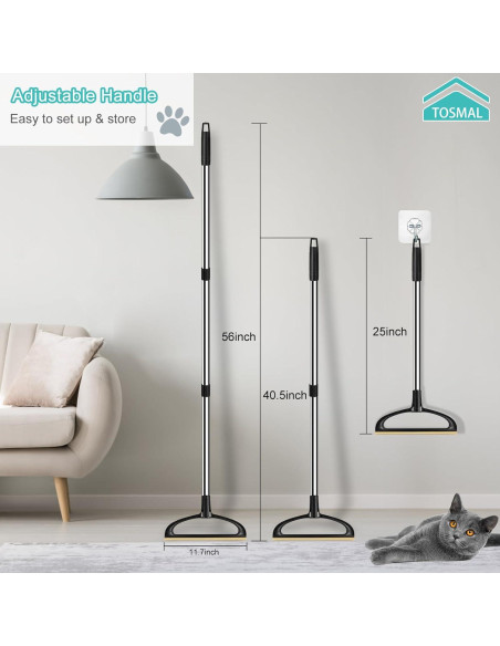 Rastrillo para Alfombra TOSMAL Ajustable 63.5-142 cm Pelo Mascotas