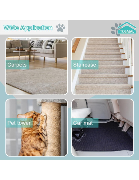 Rastrillo para Alfombra TOSMAL Ajustable 63.5-142 cm Pelo Mascotas