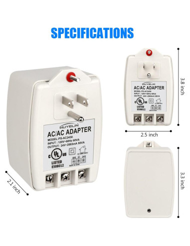 Transformador de pared 24V 50VA WUYELIN para timbres y termostatos