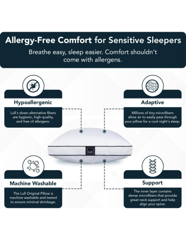 Almohada Lull Rey Hipoalergénica Lavable Soporte Cuello