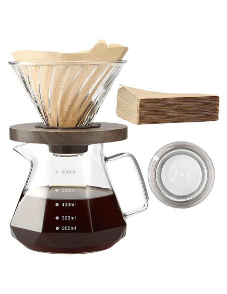 Cafetera de Goteo Lalord 600 ml Vidrio Borosilicato con Filtros