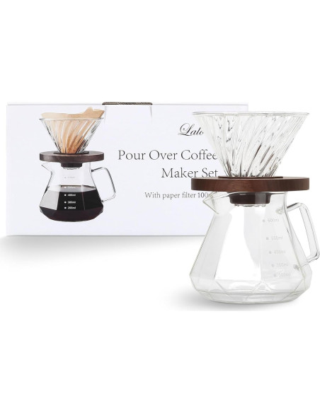 Cafetera de Goteo Lalord 600 ml Vidrio Borosilicato con Filtros